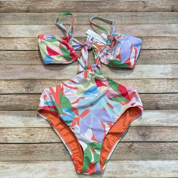 Sanctuary Summer Palms Cutout One-Piece NWT - Picture 2 of 5